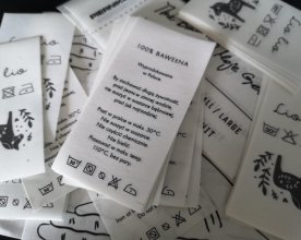 wszywki na taśmie bawełnianej (bawełna + poliester)